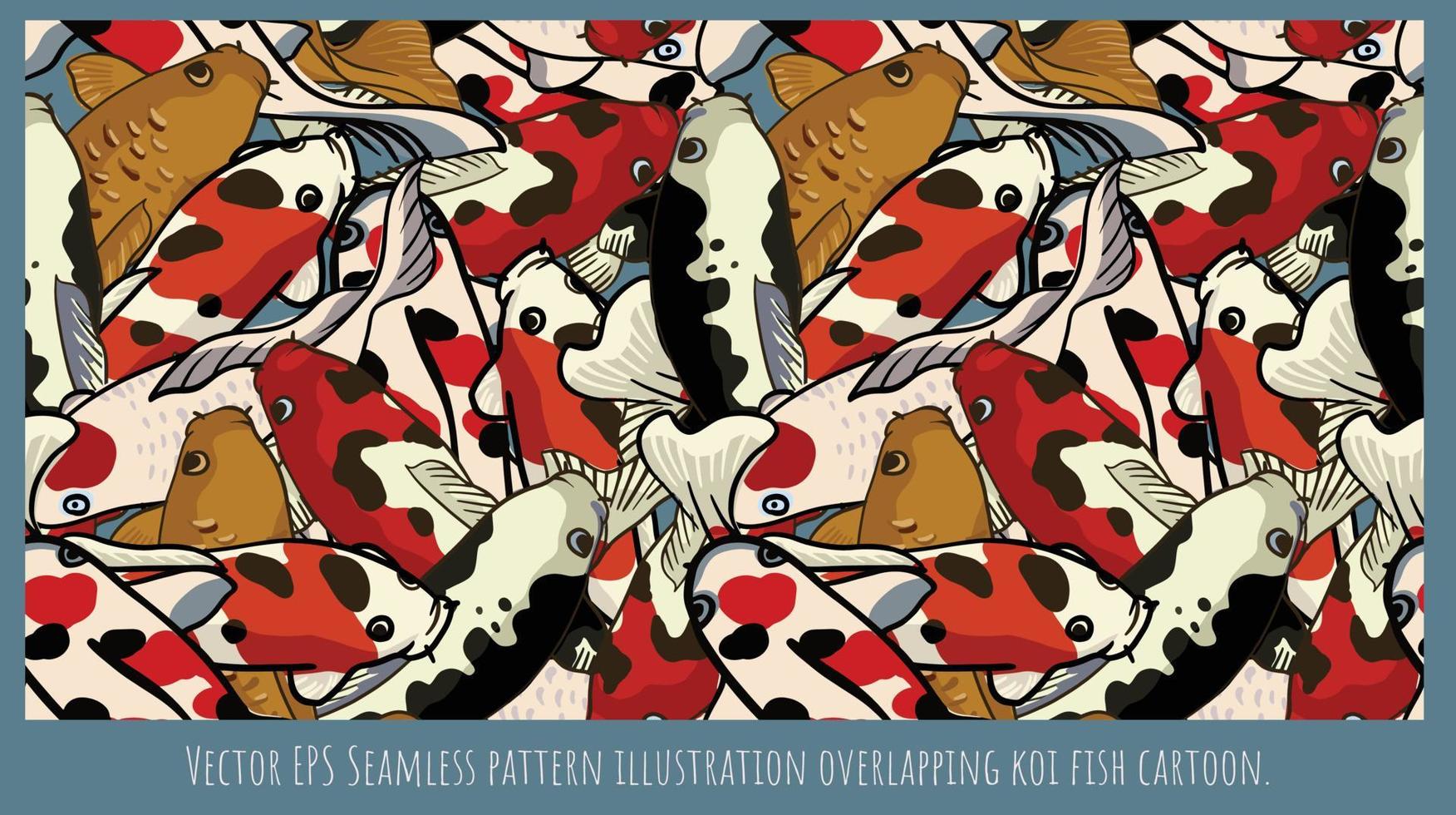 vektor eps sömlösa mönster illustration överlappande koi fisk tecknad