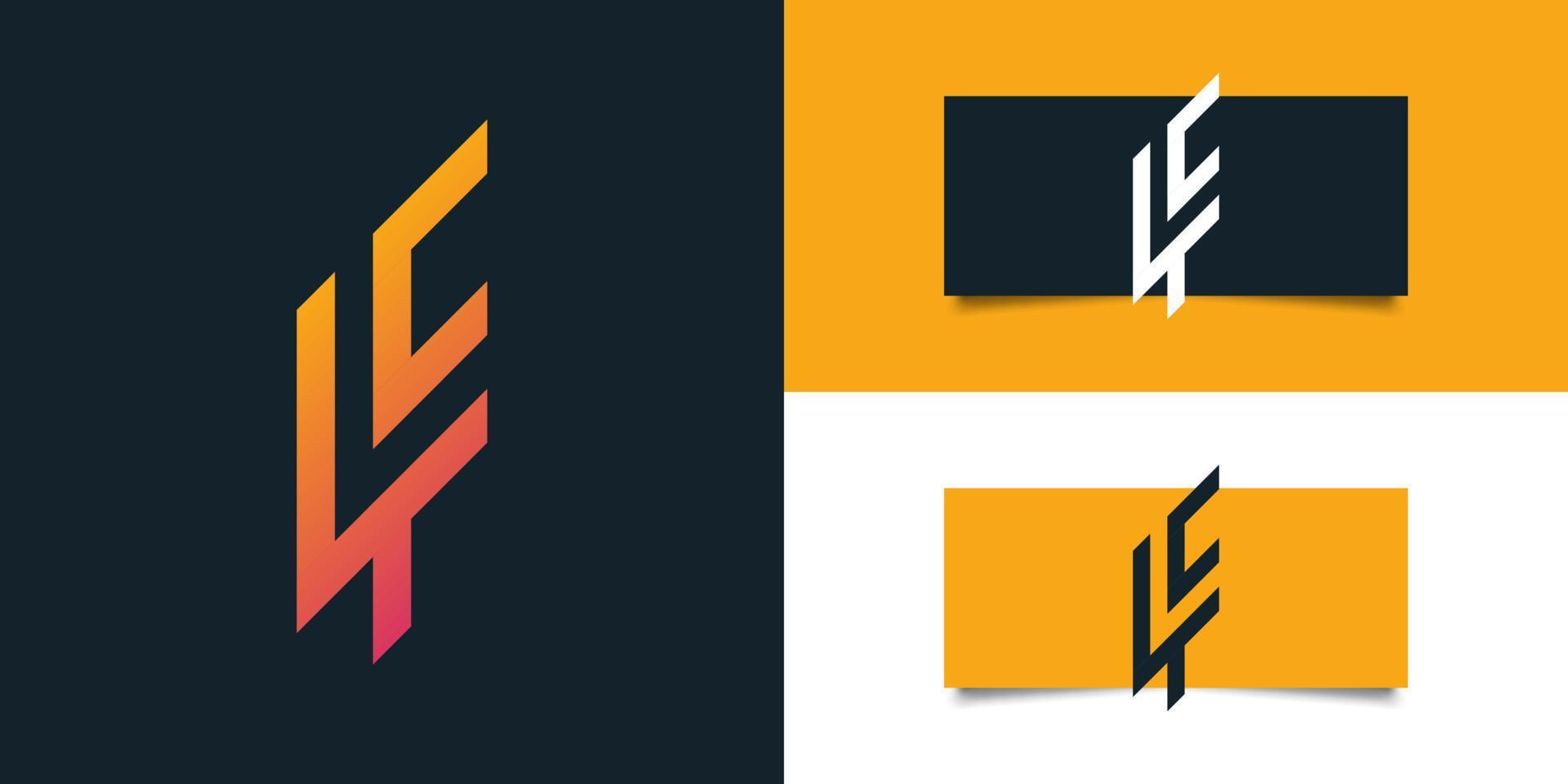 abstrakt första bokstaven l och f eller t och e logotypdesign i färgglad gradient. Om eller monogramlogotypen vektor