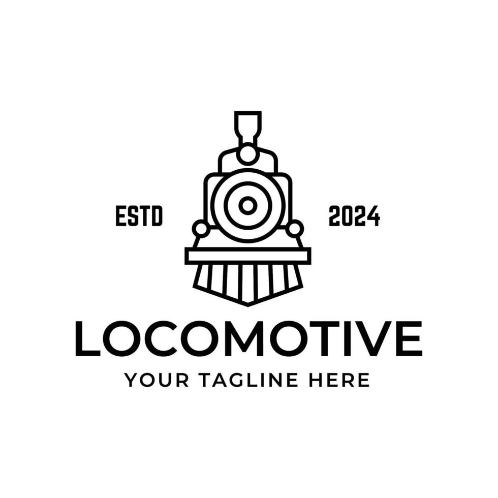 gammal lokomotiv tåg maskin logotyp design vektor