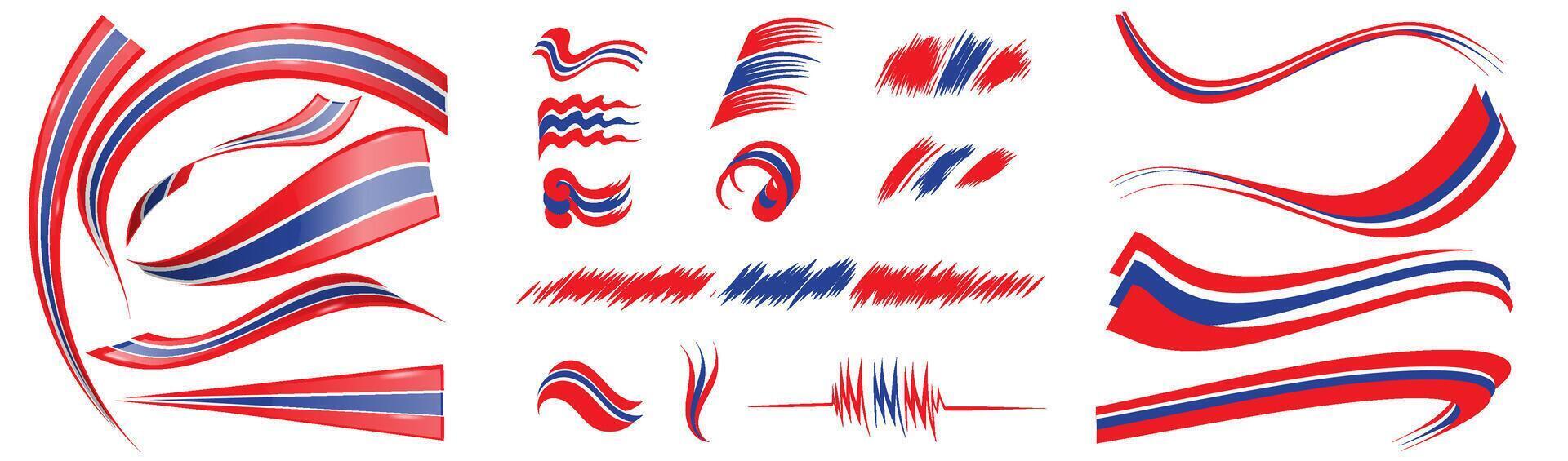 costa rica och thailand uppsättning element, vektor illustration på en vit bakgrund