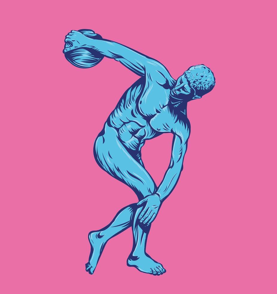 uralt griechisch Skulptur Discobolus auf Rosa Hintergrund vektor