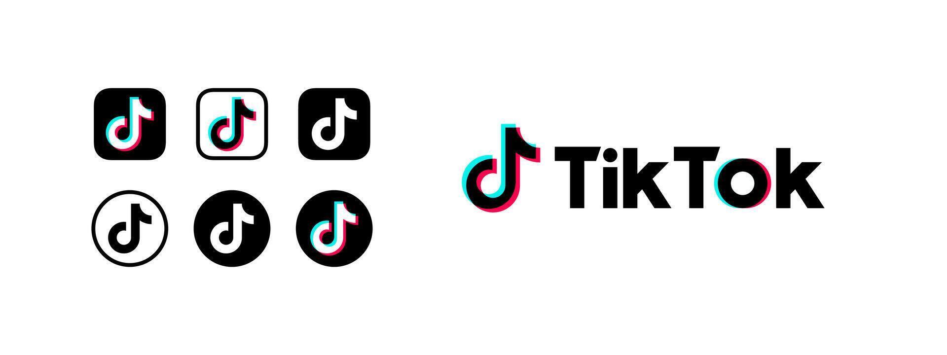 Tick Tack Logo und Symbole. Sozial Medien Logo. Winniza, Ukraine - - Januar 27, 2024 vektor