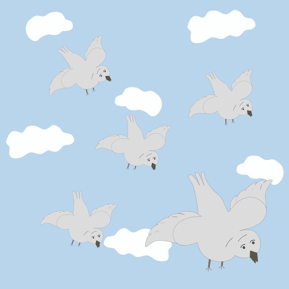 en grupp fåglar som flyger på den blå himlen vektor