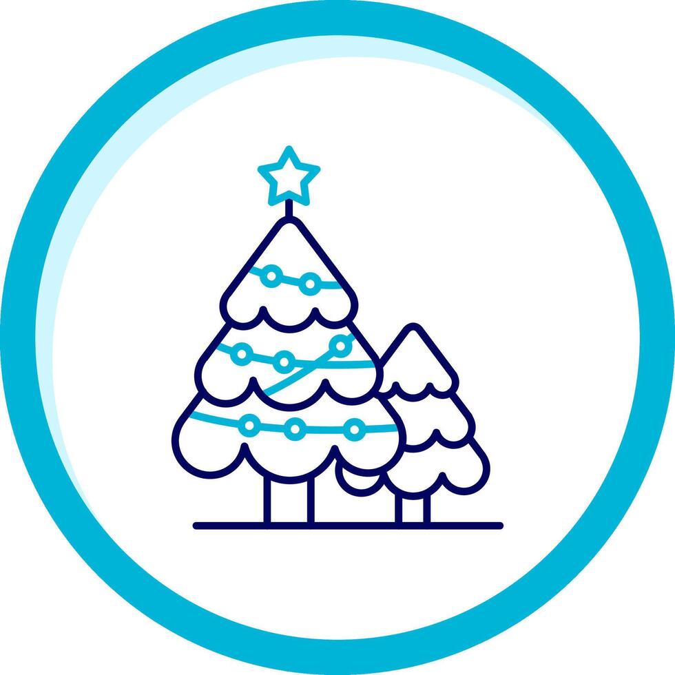 jul träd två Färg blå cirkel ikon vektor