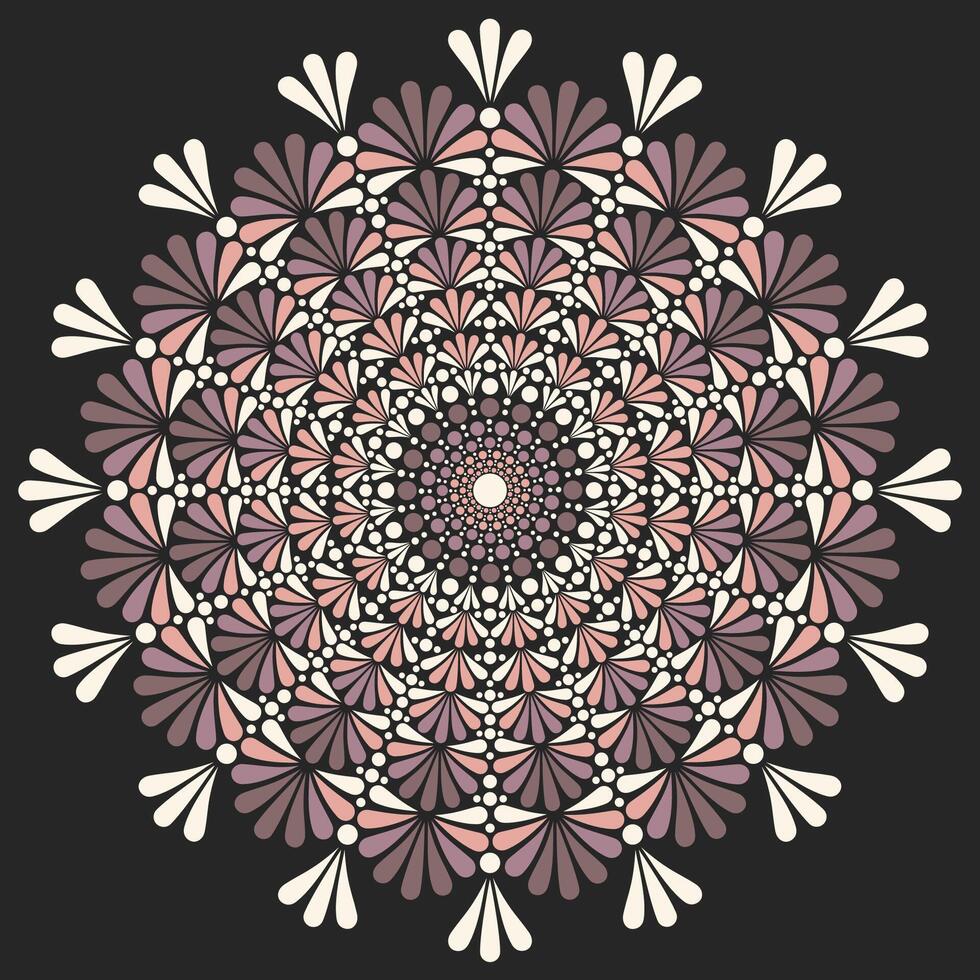 Blume Mandala Punkt Gemälde mit schwarz Hintergrund. vektor