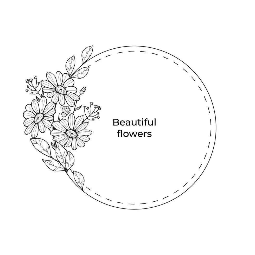 Hand gezeichnet Blumen- Rahmen mit Blumen, Ast und Blätter. elegant Logo Vorlage. Vektor Illustration zum Etiketten, branding Geschäft Identität, Hochzeit Einladung