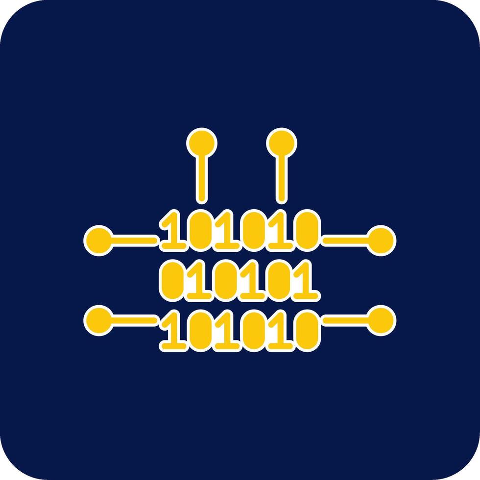 binär koda glyf fyrkant två Färg ikon vektor