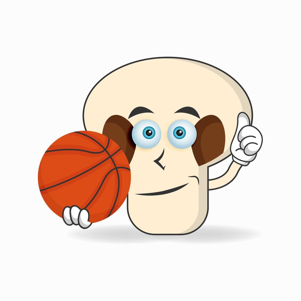 Der Maskottchencharakter der Pilze wird zum Basketballspieler. Vektor-Illustration vektor