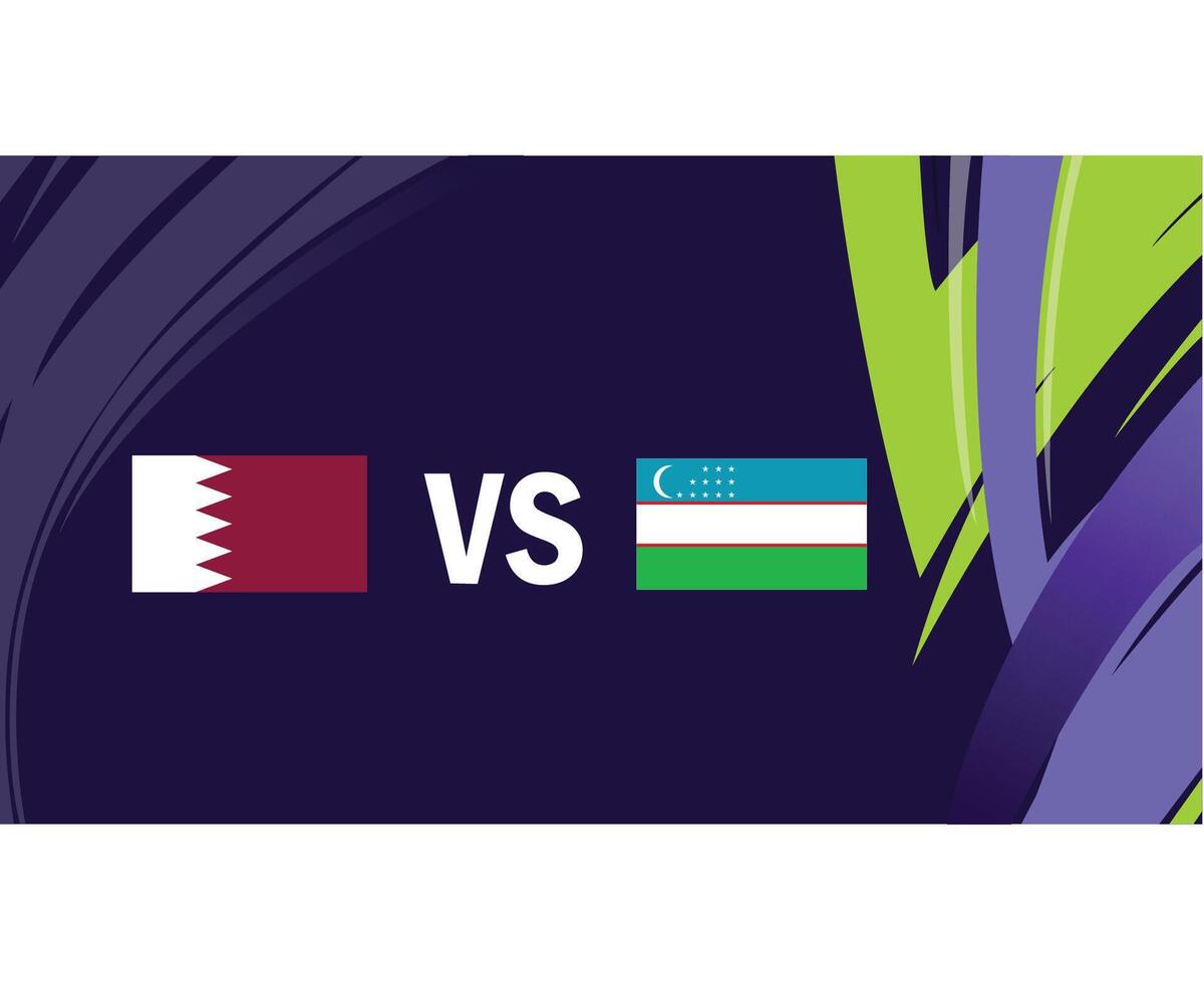 Katar und Usbekistan Flaggen Spiel asiatisch Nationen 2023 Embleme Teams Länder asiatisch Fußball Symbol Logo Design Vektor Illustration