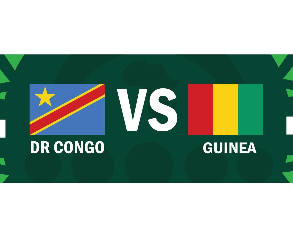 dr kongo och guinea match flaggor band afrikansk nationer 2023 emblem lag länder afrikansk fotboll symbol logotyp design vektor illustration
