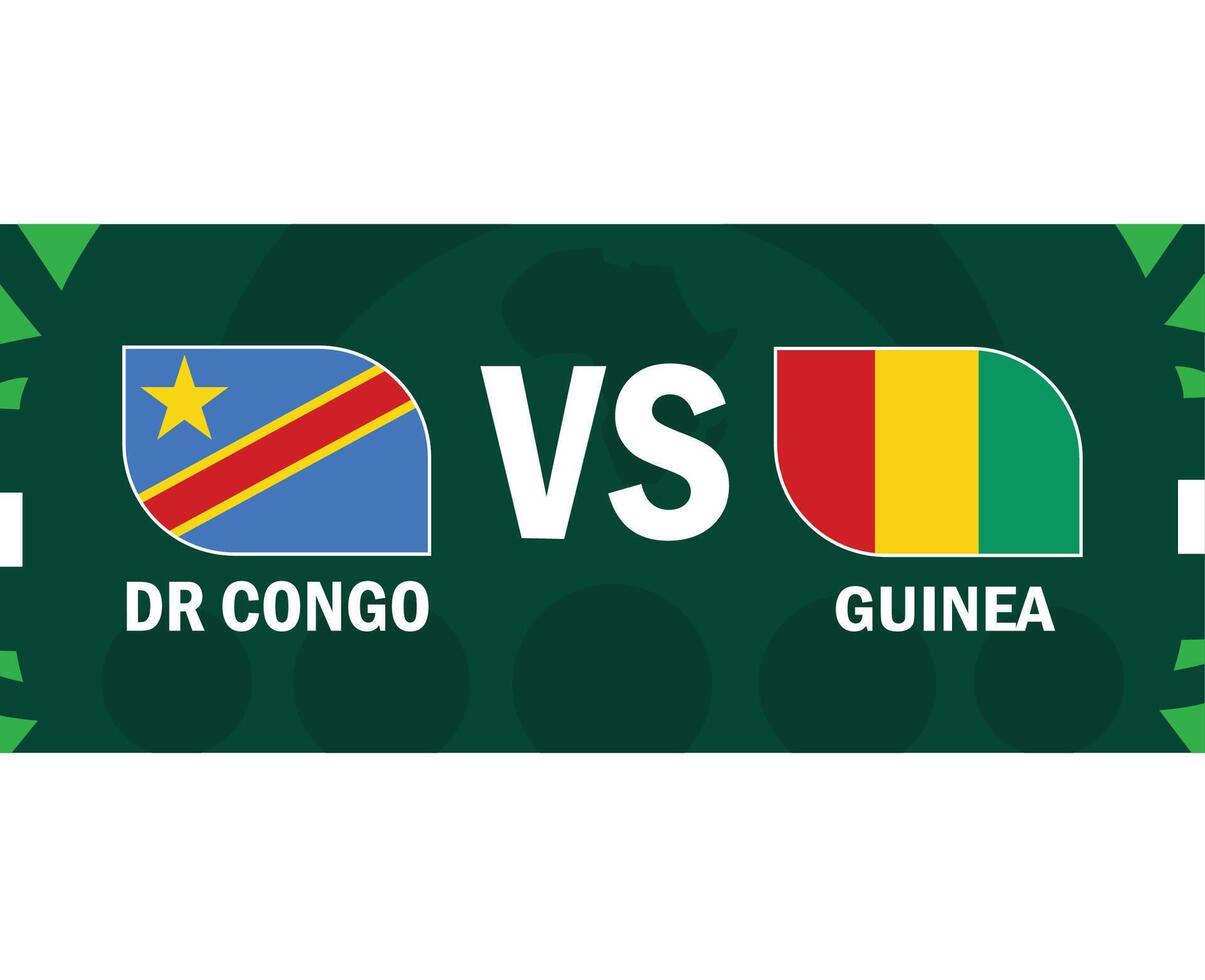 DR Kongo und Guinea Flaggen Spiel afrikanisch Nationen 2023 Embleme Teams Länder afrikanisch Fußball Symbol Logo Design Vektor Illustration