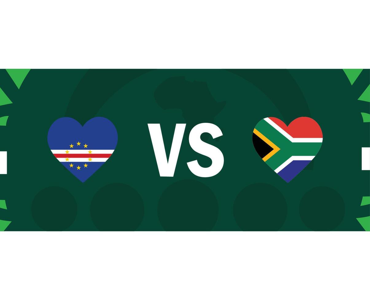 Kap verde und Süd Afrika Spiel Herz Flaggen afrikanisch Nationen 2023 Embleme Teams Länder afrikanisch Fußball Symbol Logo Design Vektor Illustration