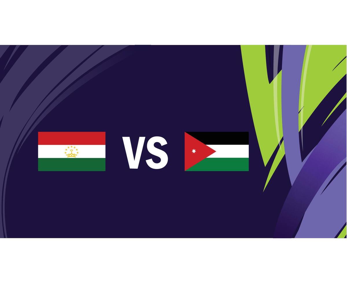 Tadschikistan und Jordanie Spiel Flaggen asiatisch Nationen 2023 Embleme Teams Länder asiatisch Fußball Symbol Logo Design Vektor Illustration