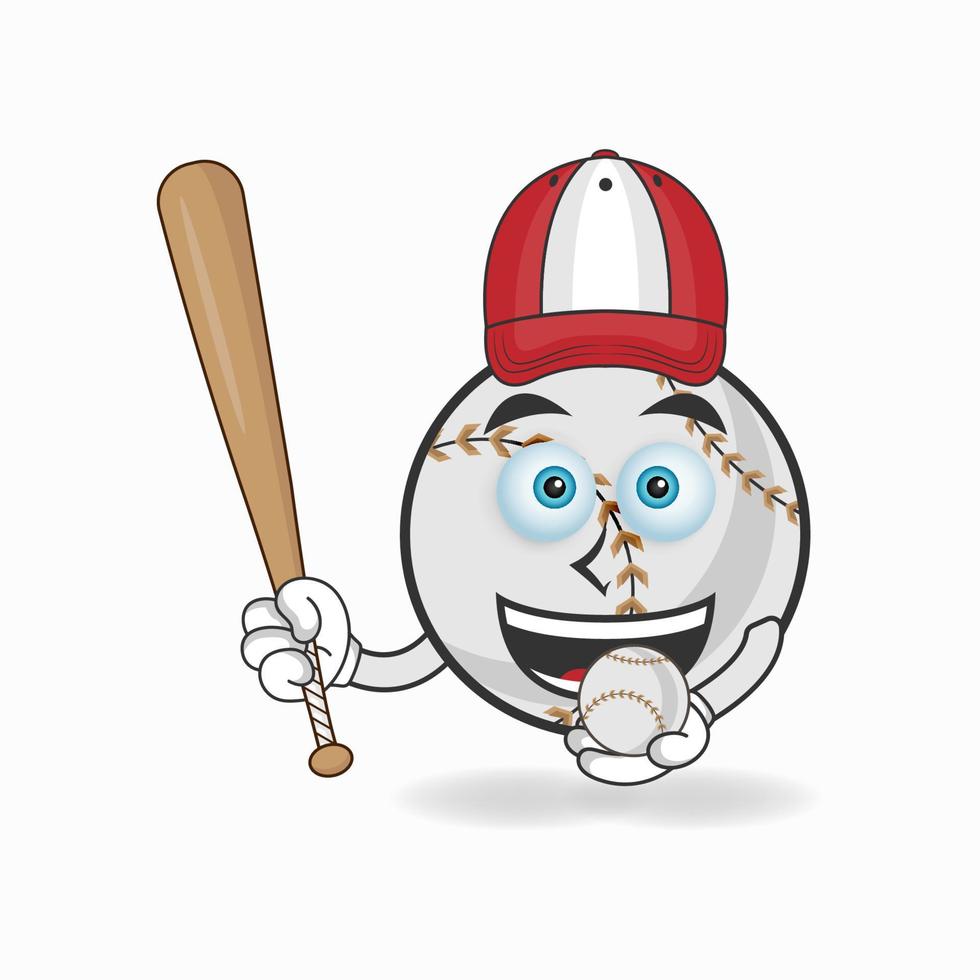 baseball maskot karaktär med baseball spelar utrustning. vektor illustration