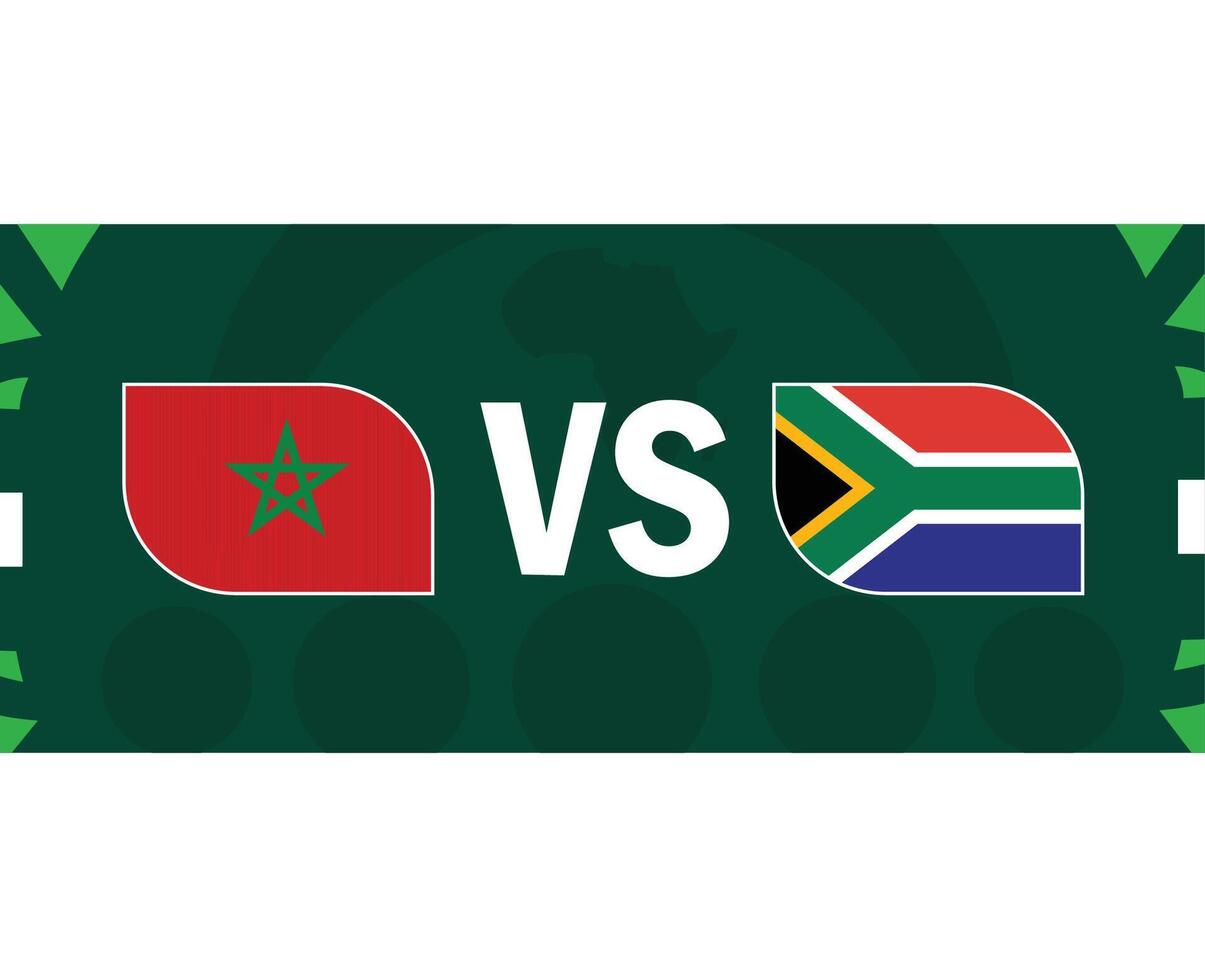 Marokko und Süd Afrika Flagge Spiel afrikanisch Nationen 2023 Emblem Teams Länder afrikanisch Fußball Symbol Logo Design Vektor Illustration