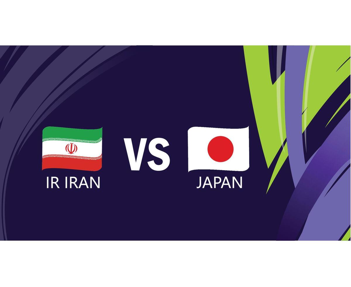 iran och japan match flaggor band asiatisk nationer 2023 emblem lag länder asiatisk fotboll symbol logotyp design vektor illustration