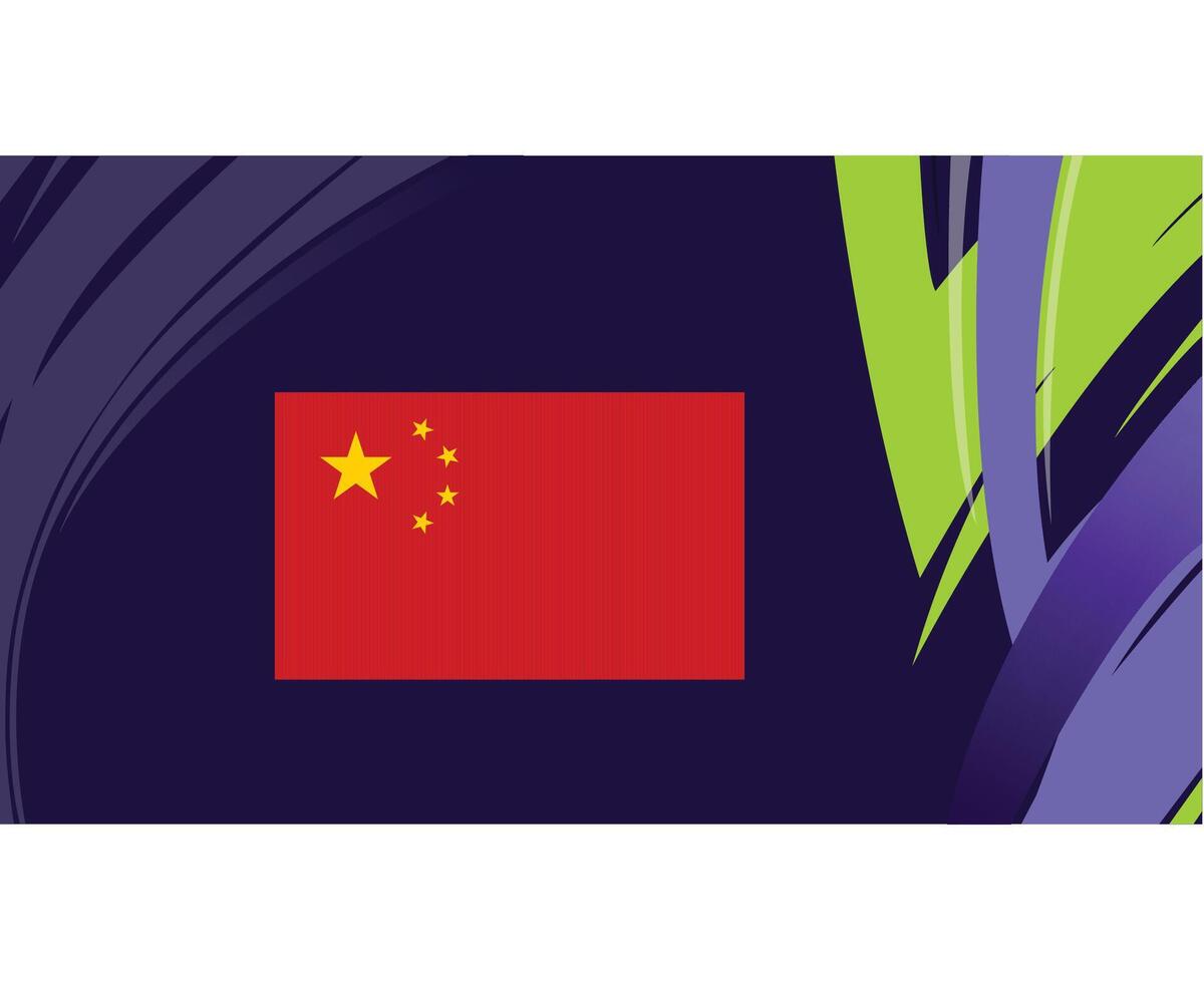 Kina flagga emblem asiatisk nationer 2023 lag länder asiatisk fotboll symbol logotyp design vektor illustration