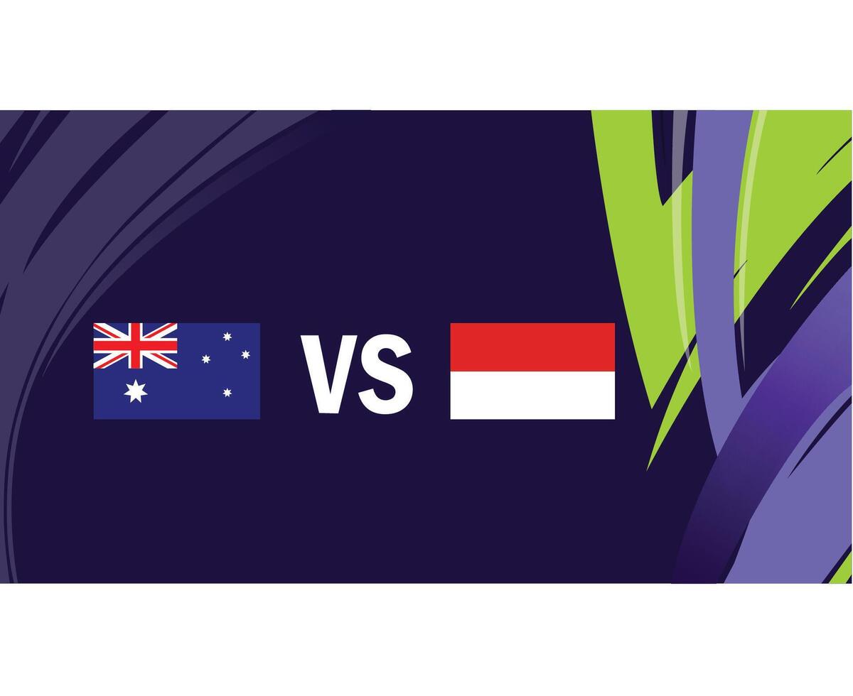Australien und Indonesien Spiel Flaggen asiatisch Nationen 2023 Embleme Teams Länder asiatisch Fußball Symbol Logo Design Vektor Illustration