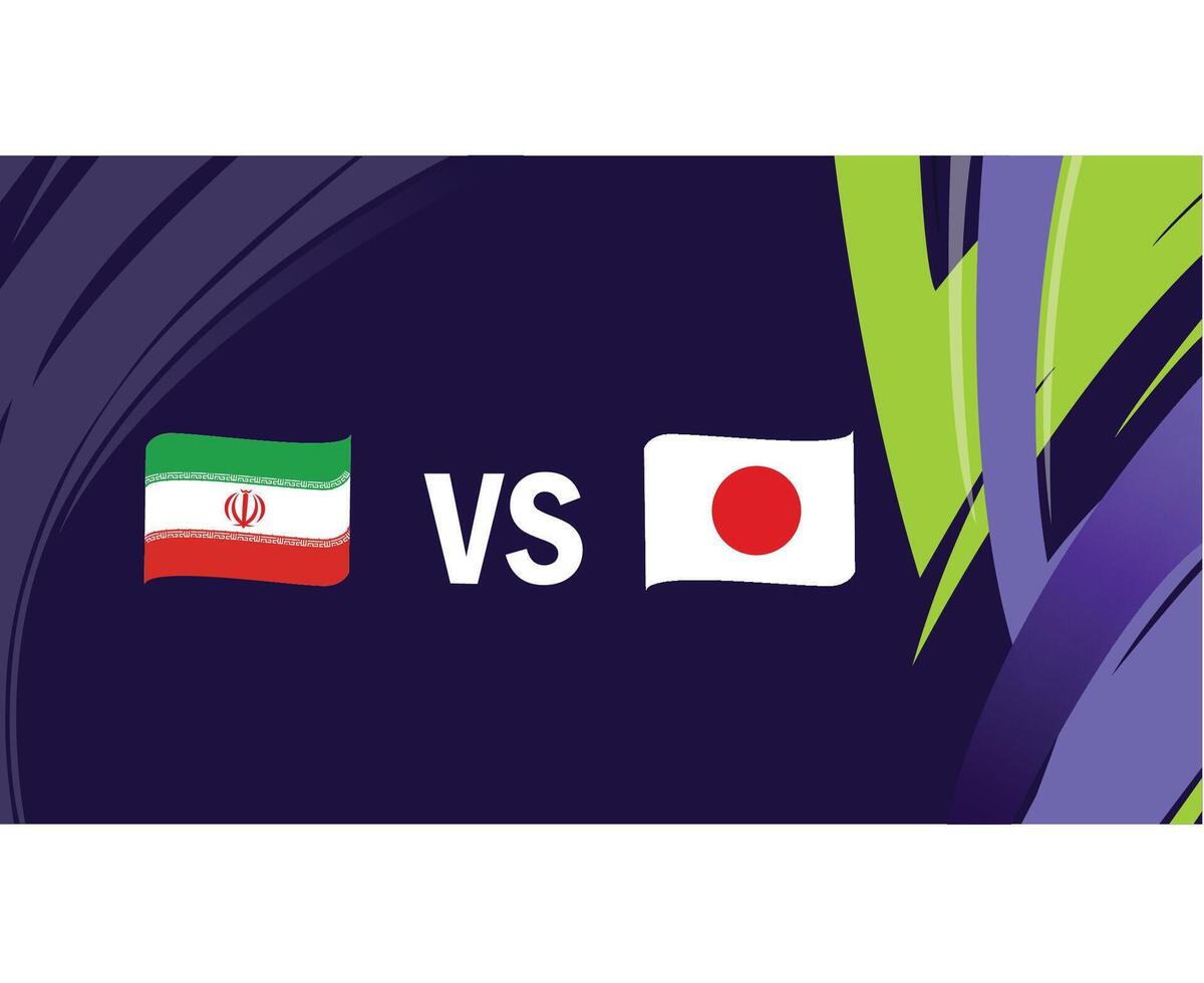 iran och japan match band flaggor asiatisk nationer 2023 emblem lag länder asiatisk fotboll symbol logotyp design vektor illustration
