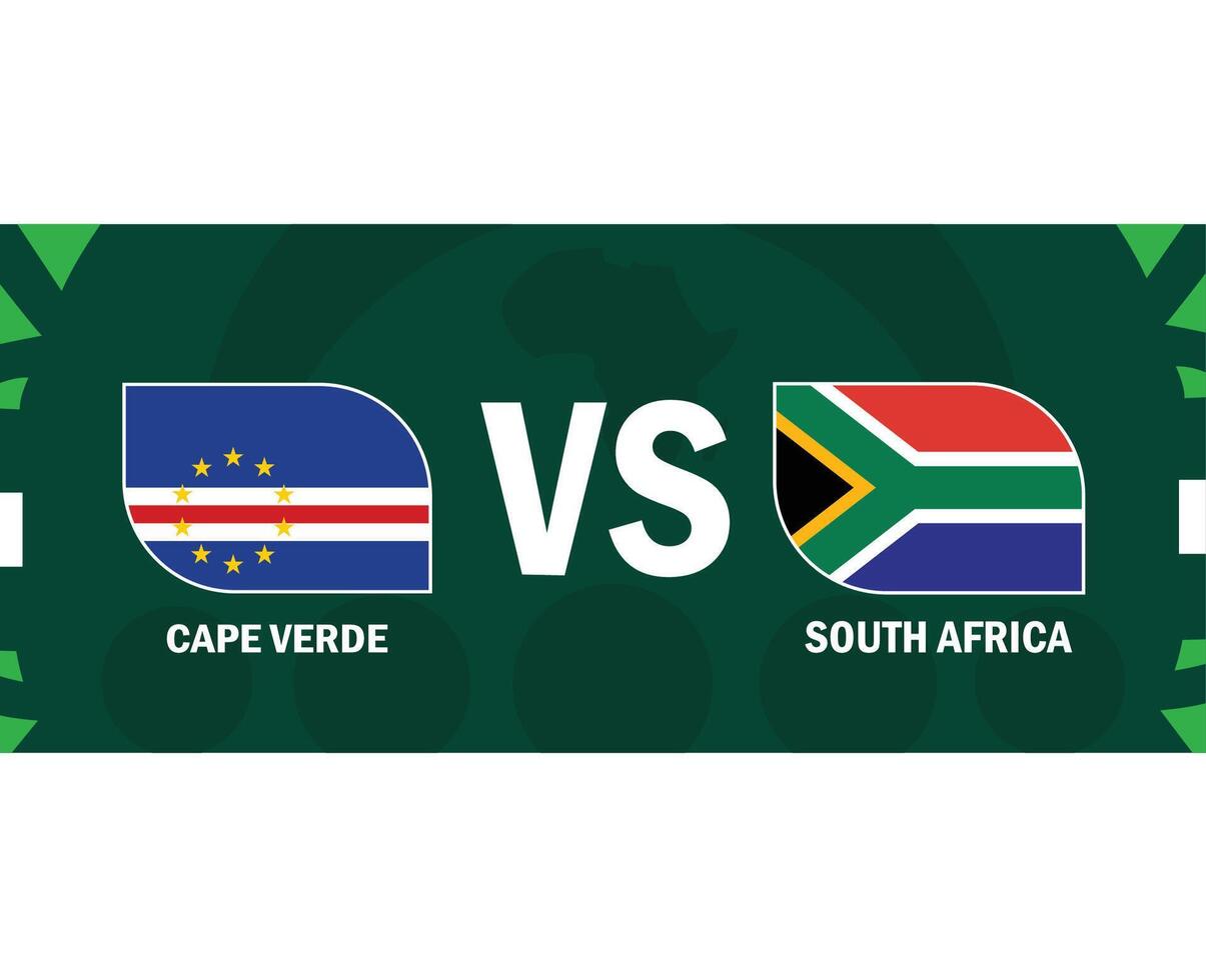 cape verde och söder afrika flaggor match afrikansk nationer 2023 emblem lag länder afrikansk fotboll symbol logotyp design vektor illustration
