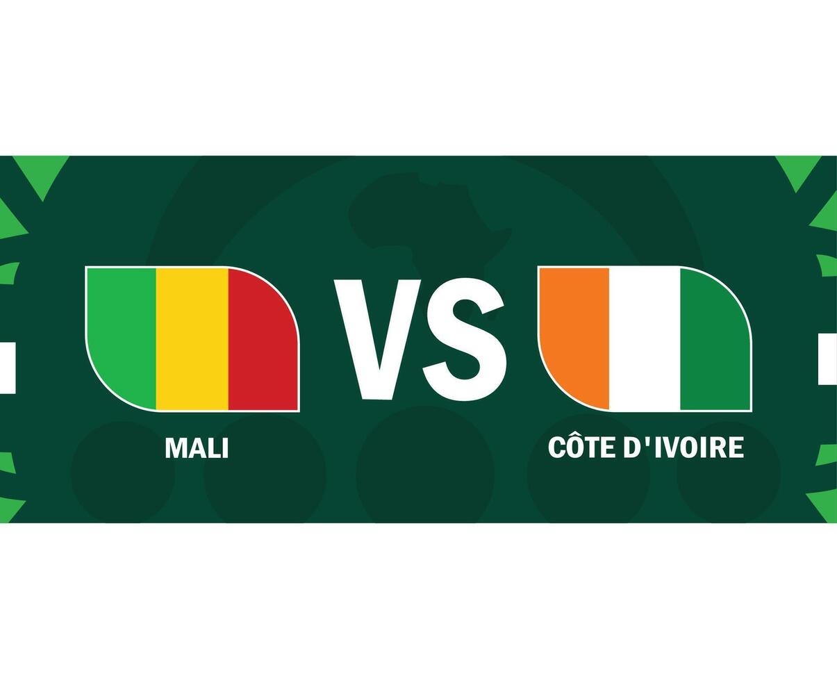 Mali und Elfenbein Küste Flaggen Spiel afrikanisch Nationen 2023 Embleme Teams Länder afrikanisch Fußball Symbol Logo Design Vektor Illustration