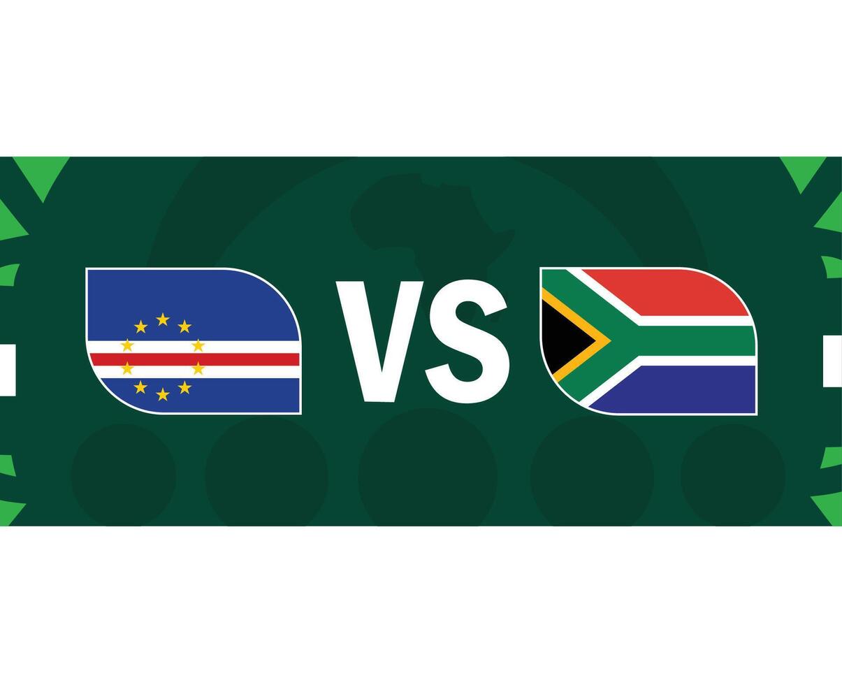 cape verde och söder afrika match flaggor afrikansk nationer 2023 emblem lag länder afrikansk fotboll symbol logotyp design vektor illustration