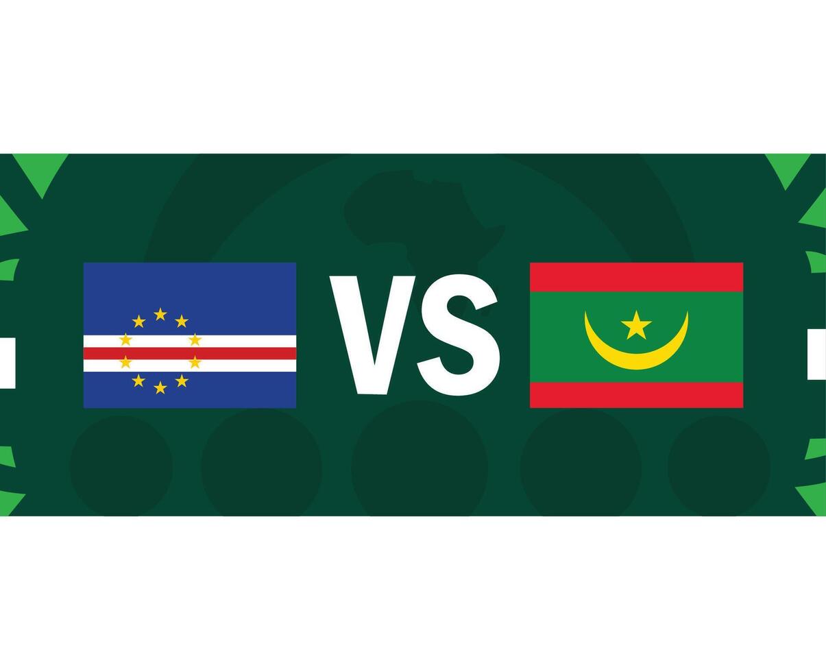 Kap verde und Mauretanien Spiel Flaggen afrikanisch Nationen 2023 Embleme Teams Länder afrikanisch Fußball Symbol Logo Design Vektor Illustration