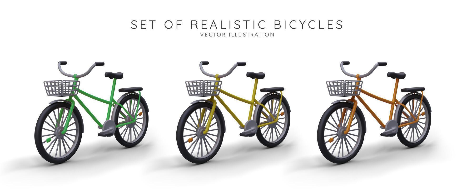 uppsättning av realistisk cyklar för tonåringar och vuxna vektor