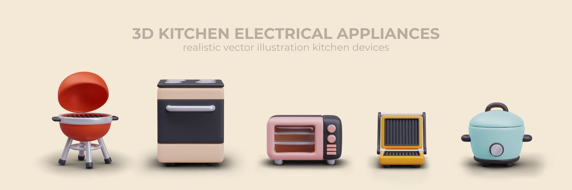 sammansättning med annorlunda kök elektrisk apparater vektor