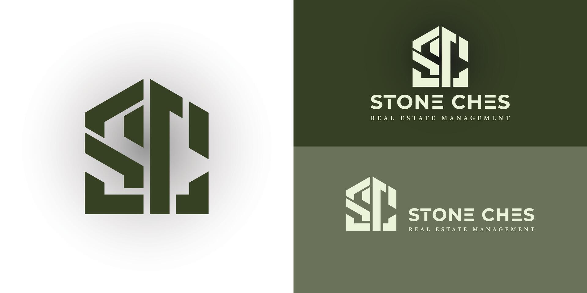 abstrakt första brev cs eller sc hus abstrakt logotyp ikon design minimalistisk monogram är presenteras med flera olika bakgrund färger. de logotyp är lämplig för fast egendom och verklig egendom logotyp design vektor
