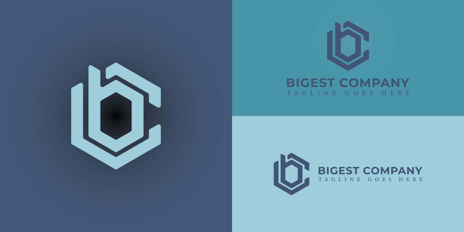 abstrakt Initiale Brief bc oder cb Logo im Blau Farbe isoliert im Blau Hintergrund. Blau Würfel Logo Design Vorlage. Blau Hexagon Brief bc Logo zum modern Gesetz Feste Logo., vektor
