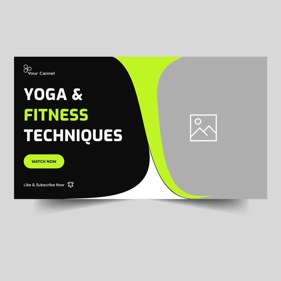 modisch Yoga und Fitness Video Miniaturansicht Banner Design, Körper Fitness Ausbildung Tipps und Tricks Video Startseite Banner Design, völlig editierbar Vektor eps 10 Datei Format