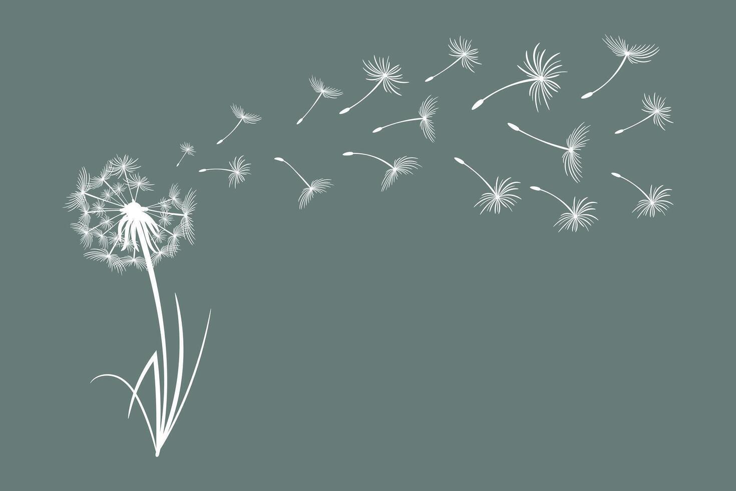 maskros med flygande fluffig frön. skiss, illustration, vektor