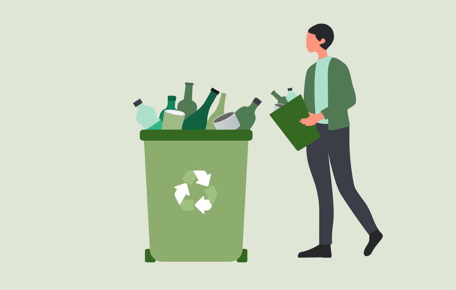 återvinning sopor bin, skräp soptunnor för plast flaskor. hållbar miljö begrepp vektor illustration