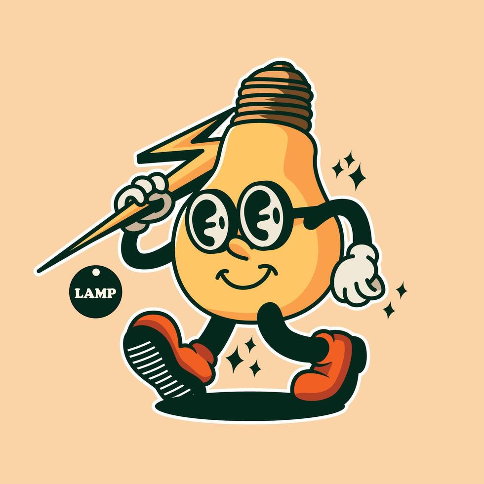 lampa maskot logotyp retro tecknad serie illustration vektor