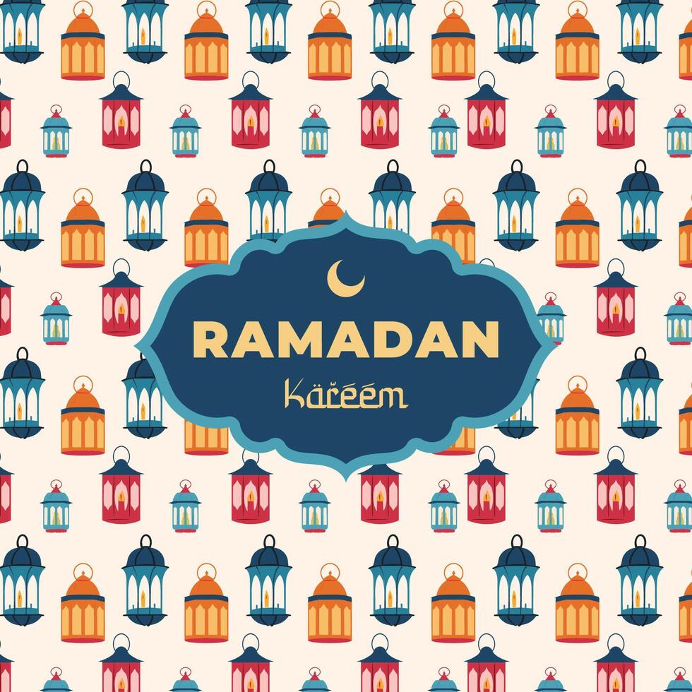 islamic helig månad ramadan kareem fyrkant baner. arab festlig lykta mönster med inskrift. muslim Semester design. islam firande konst omslag. eid mubarak hälsning kort. vektor eps