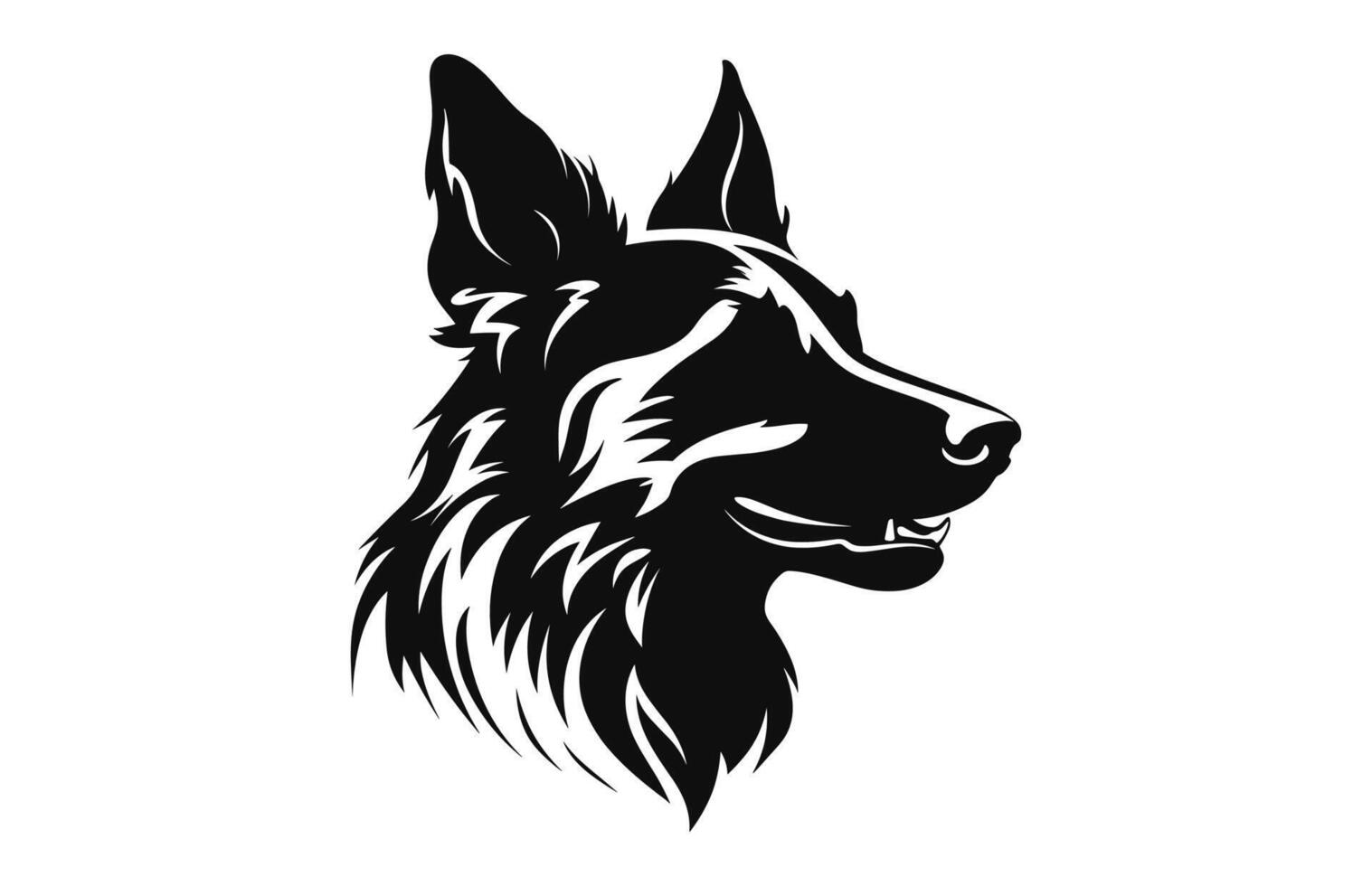 Hund Kopf schwarz Vektor Silhouette isoliert auf ein Weiß Hintergrund