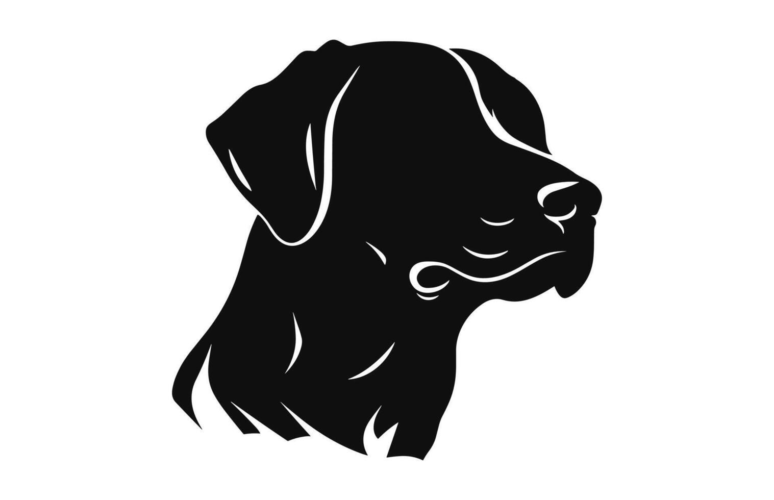 Hund Kopf schwarz Vektor Silhouette isoliert auf ein Weiß Hintergrund