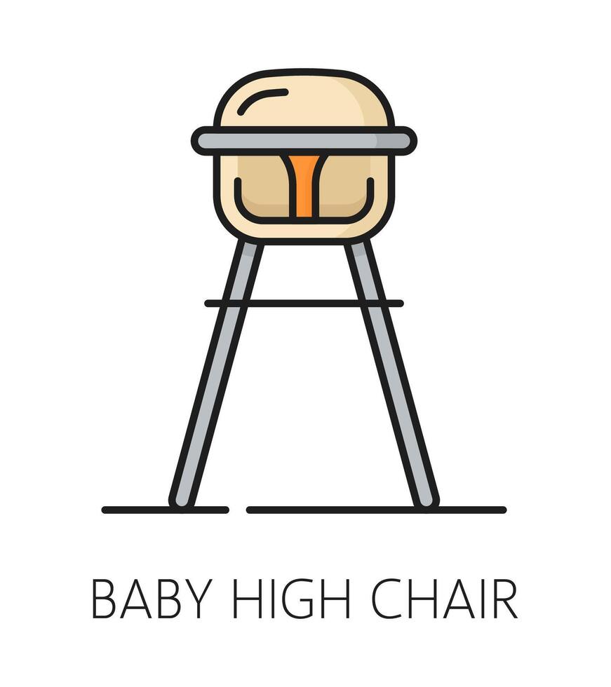 bebis hög stol, Hem interiör möbel ikon vektor