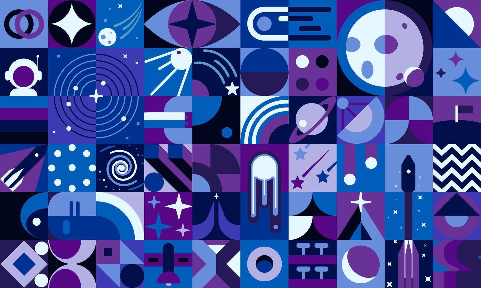 Galaxis Raum geometrisch abstrakt Poster im Muster vektor
