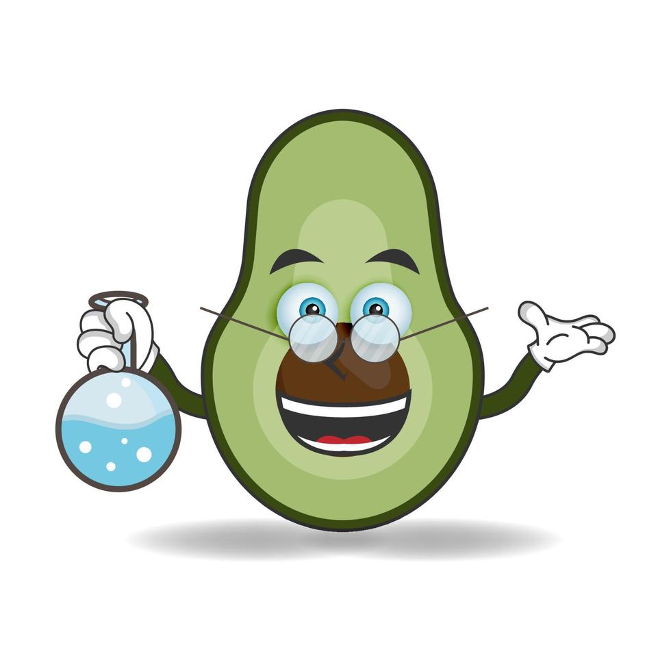 Der Avocado-Maskottchen-Charakter wird zum Wissenschaftler. Vektor-Illustration vektor