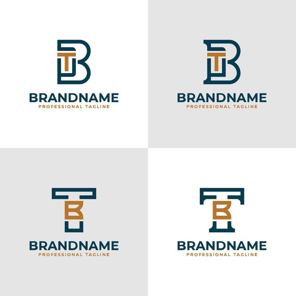 elegant brev bt och tb monogram logotyp, lämplig för företag med bt eller tb initialer vektor