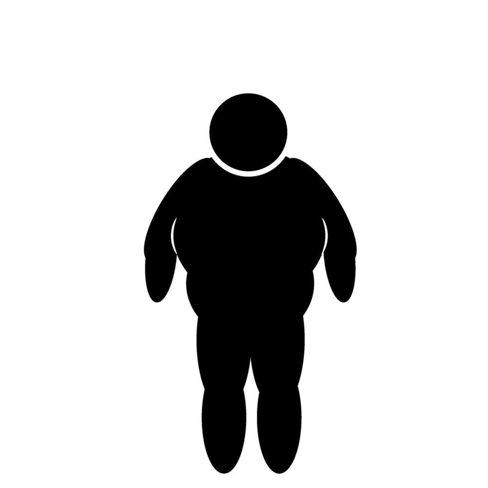 Fett Mann Vektor Symbol. schwarz Illustration isoliert auf Weiß Hintergrund zum Grafik und Netz Design.Fettleibigkeit