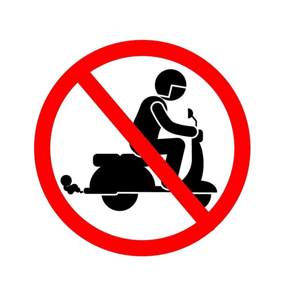 Nein Motorradfahrer oder Roller der Verkehr unterzeichnen. Vektor Illustration.