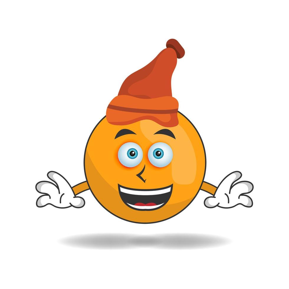 den orange maskot karaktären bär en hatt. vektor illustration