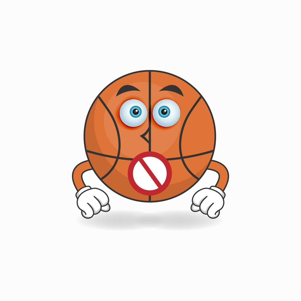 der Basketball-Maskottchen-Charakter mit einem sprachlosen Ausdruck. Vektor-Illustration vektor