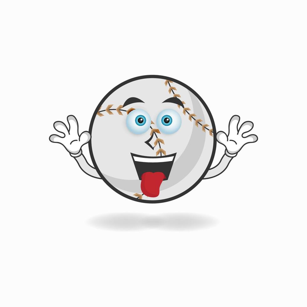 Baseball-Maskottchen-Charakter mit lachendem Ausdruck und klebender Zunge. Vektor-Illustration vektor