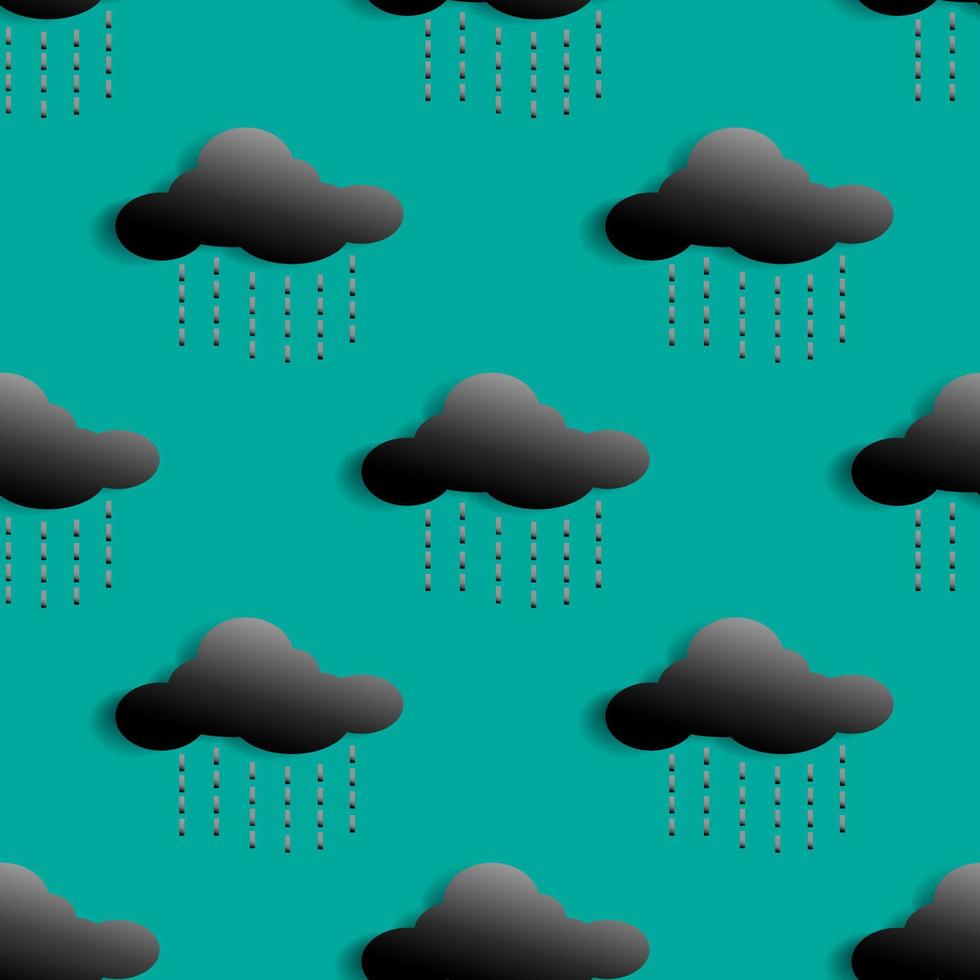 vektor illustration design av molnig himmel, regniga moln. grön bakgrund. sömlösa mönster för tapeter, bakgrund, omslag, pappersklipp och tryck på tyg. enkel och unik modern mall