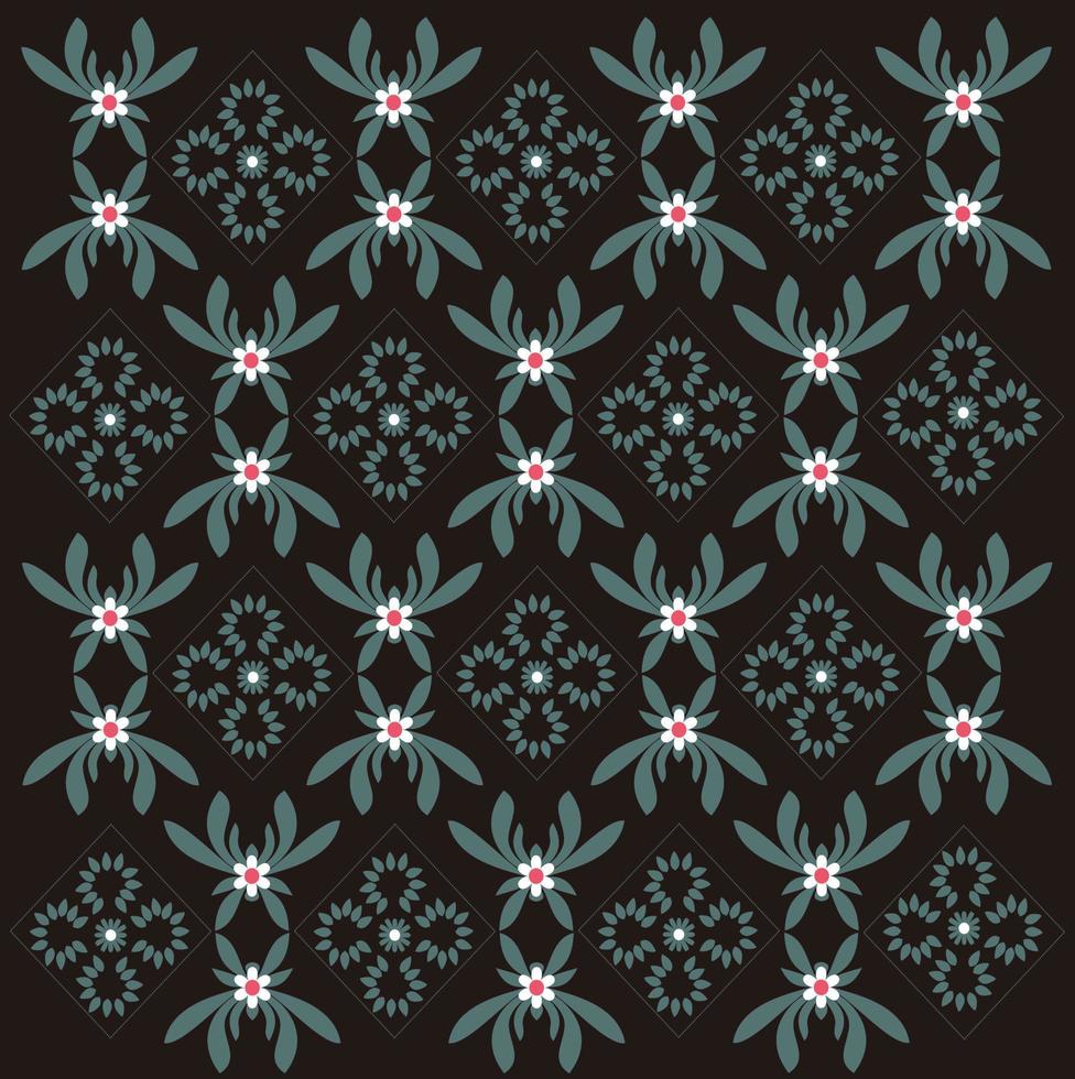Batikmuster-Design mit Blumenmotiv. schwarze Textur. modernes Ornamentmuster, das auf alle Stoffe aufgetragen werden kann. Vektorvorlage vektor