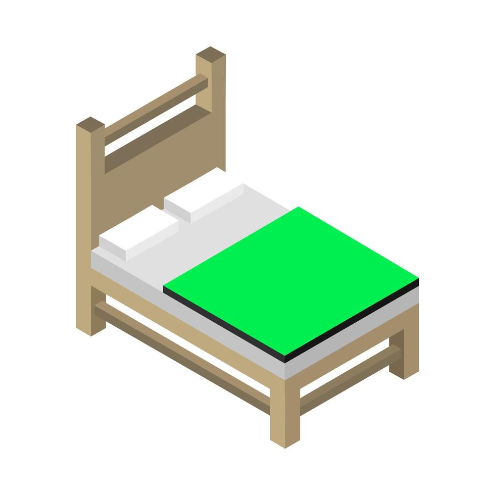 isometrisches Bett auf weißem Hintergrund vektor